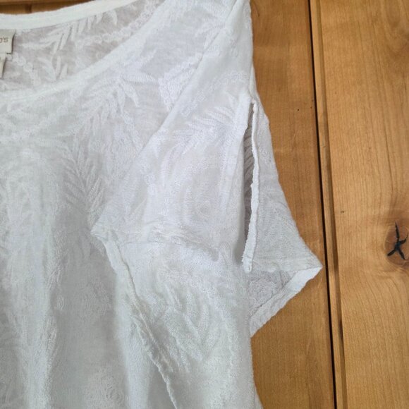 Chico's Sz S/M Embroidered Poncho Style Hi/Lo Boho Blouse - Picture 9 of 11